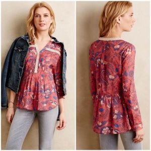 Anthropologie Maeve Abella Floral Blouse